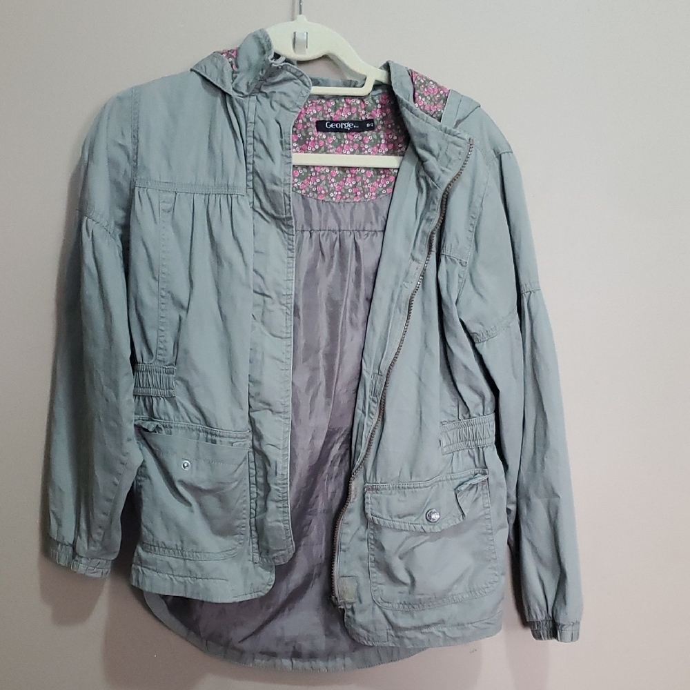 George Light Green  Lightweight Jacket with Floral Lining Size 10-12